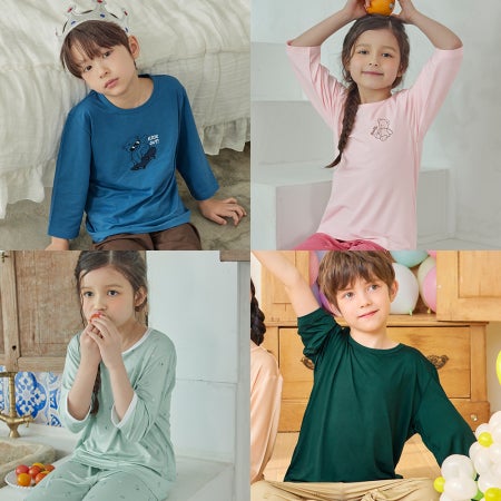 아동 내의 가을 사계절 초등 중학생 내복 긴팔 7부 반팔 실내복 잠옷 코튼 수아팜