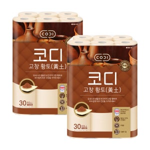코디 고창 황토 3겹 롤휴지 롤두마리 30m, 30롤, 2팩