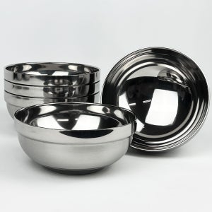 스테인리스 가게 업소용 식당 이중 국그릇 대접 16cm 5개