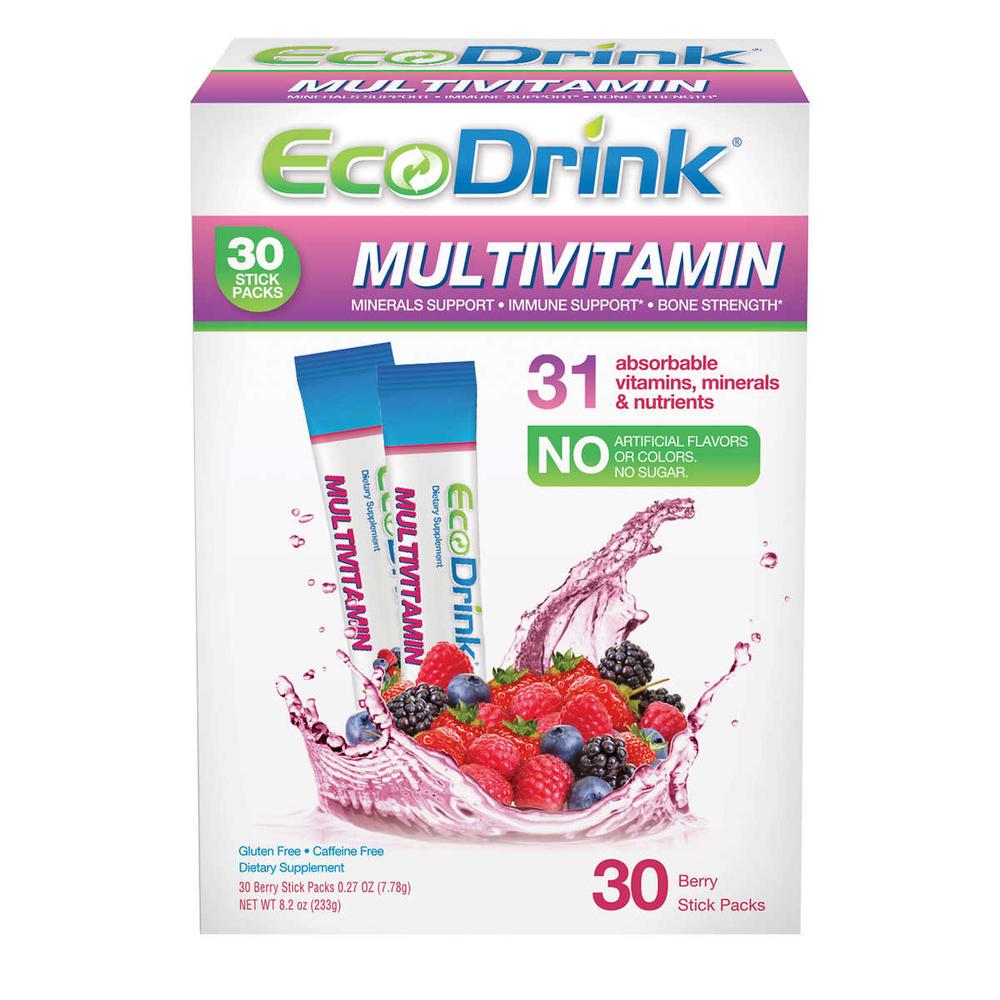<b>에코드링크 멀티비타민</b> 종합<b>비타민</b> <b>드링크</b> 믹스 <b>베리</b> 30스틱 팩 EcoDrink Multivitamin Drink Berry