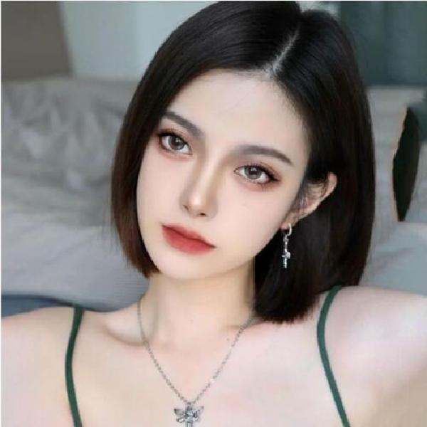 앞머리 없는 단발 머리 통가발