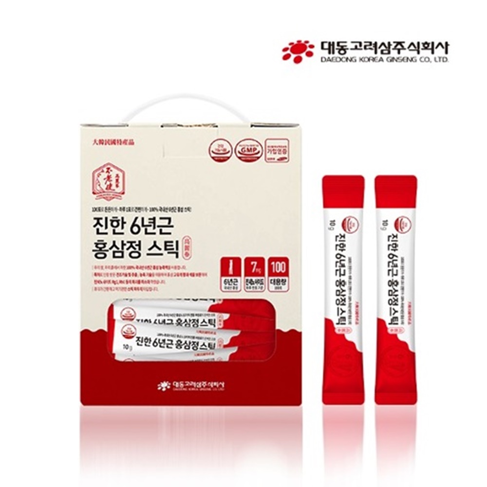 <b>대동고려삼</b> 진한 6년근 홍삼정 스틱 10g x 100포 면역력증진 <b>기억력</b> 피로개선