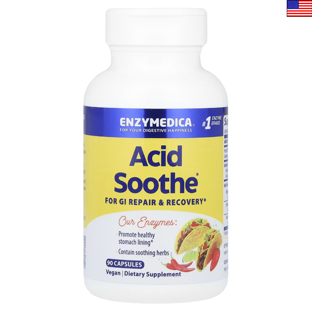 <b>엔자이메디카</b> Acid Soothe 애서드 수스 90캡슐 <b>아연</b> 파파야 고투콜라 1통