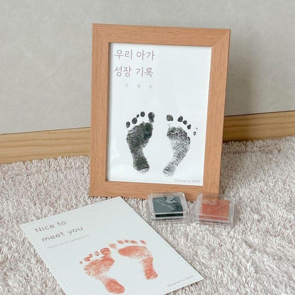 육오빠 아기 발도장액자 발바닥 신생아 발도장 스탬프 키트 x 블랙