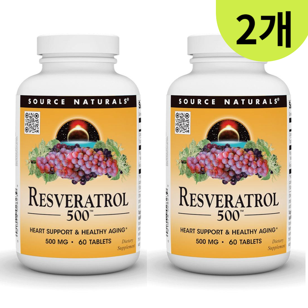 소스네츄럴 레스베라트롤 Resveratrol 500<b>mg</b> 60정 2개