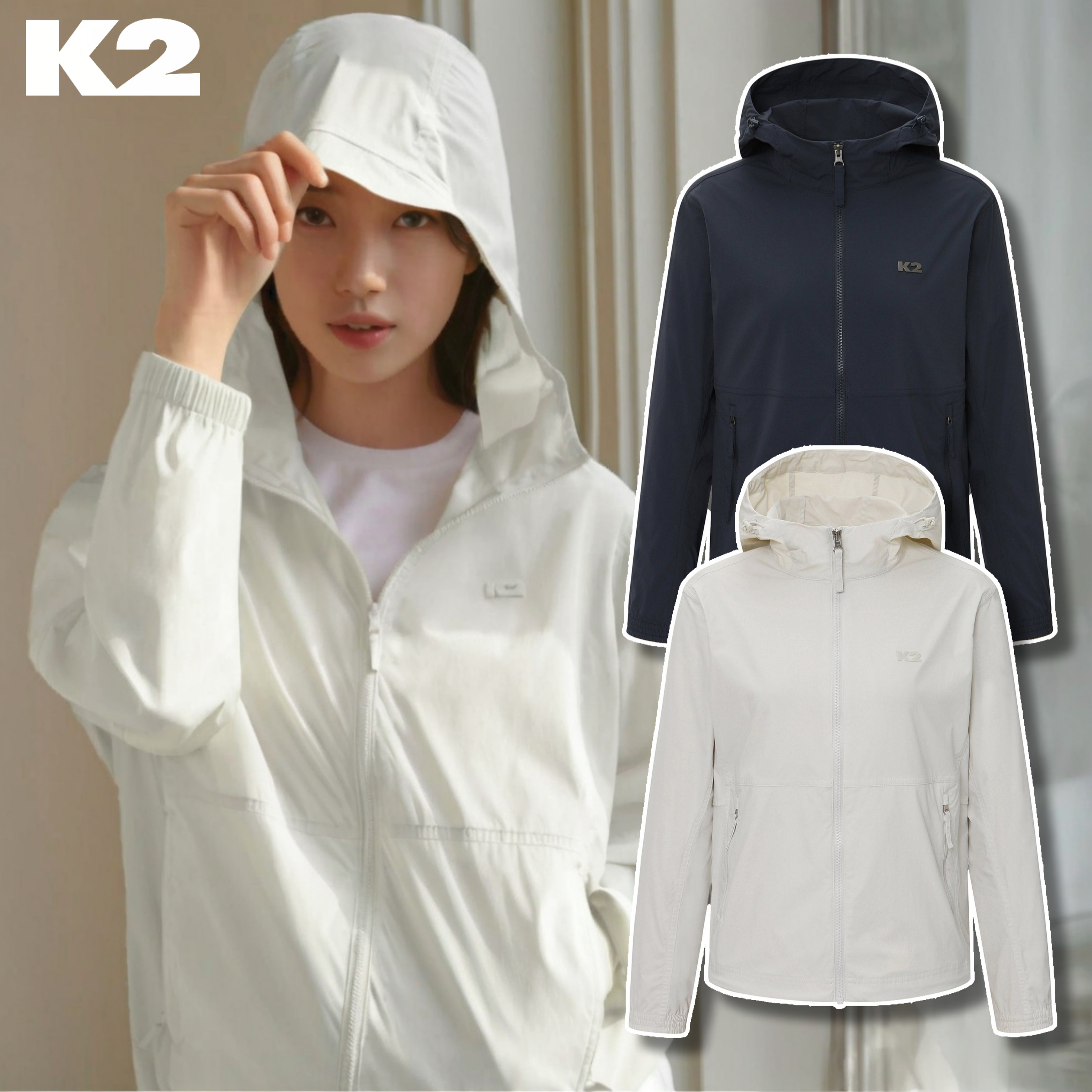 <b>K2</b> 여름 수지 바람막이 초경량 자외선 차단 자켓 여성 등산복