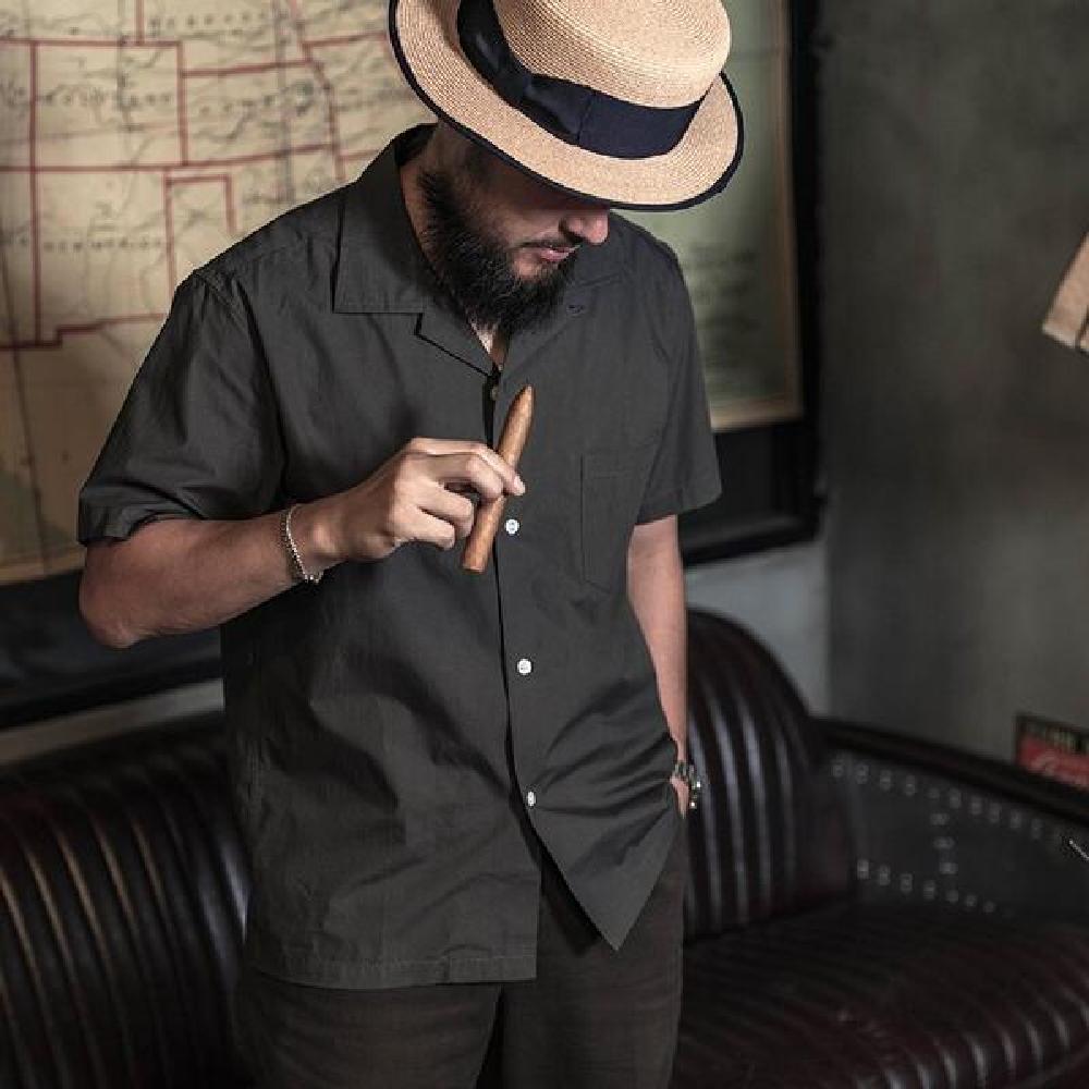 남방 와이드카라셔츠 남성용 <b>브론슨</b> 파나마 셔츠 반팔 데님셔츠 패딩셔츠