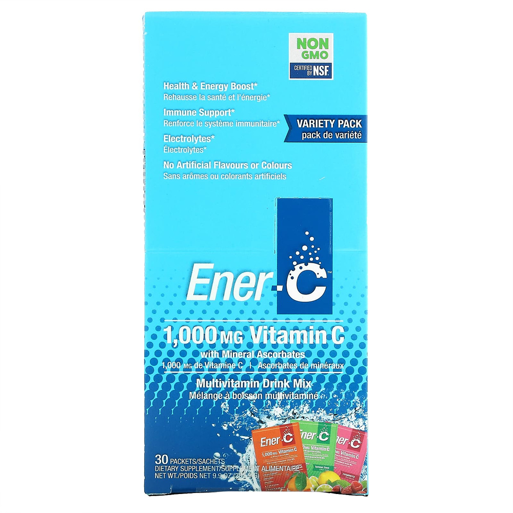Ener-C 비타민C 종합비타민 드링크 믹스 버라이어티 <b>팩</b> 1000mg 30팩 282.9g(9.9oz)