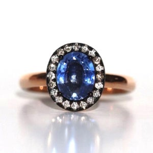 블루사파이어 반지 1.55ct 엔틱 천연 다이아반지 14k Only One