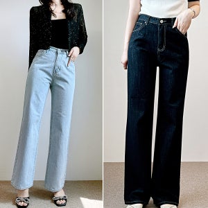 세미 와이드데님 팬츠 흑청 연청 진청 블랙진