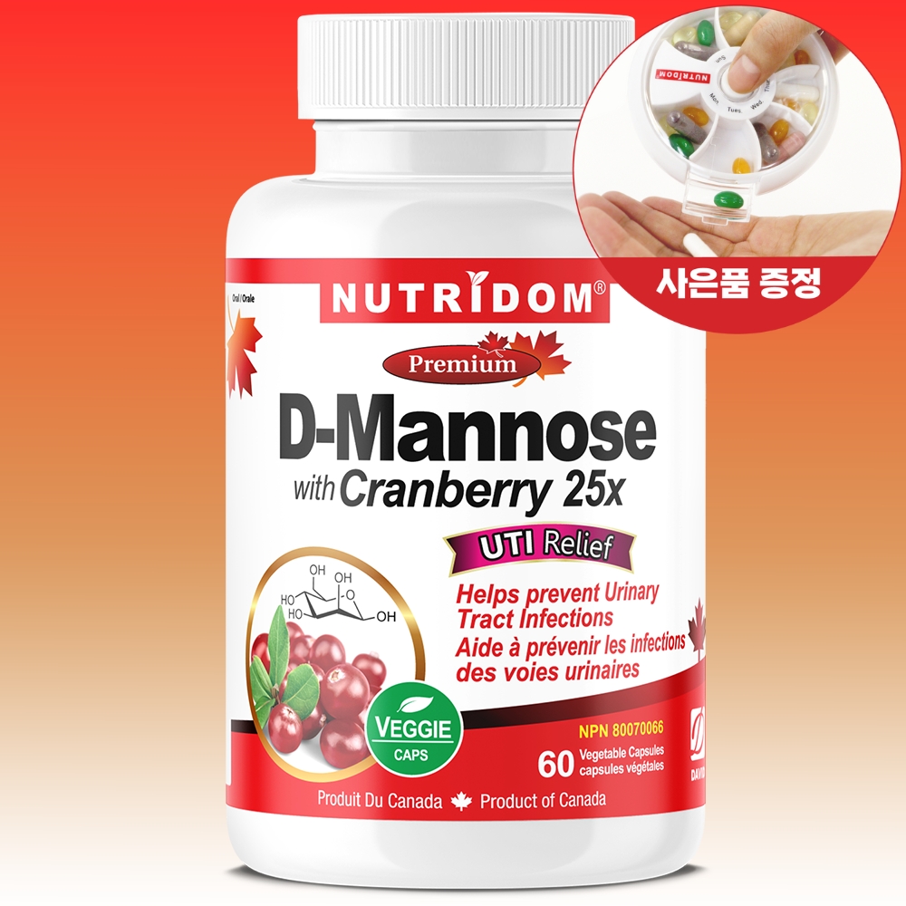 뉴트리돔 디마노스 캐나다산 크랜베리 방광염 영양제 60정 D-<b>만노스</b> 캐나다 직구 카포리아