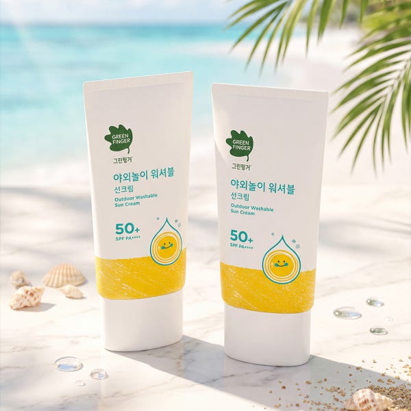 [1+1] 그린핑거 야외놀이 물세안 워셔블 선크림 80ml / 선케어, 어린이, 유아, 키즈, 선크림,물놀이, 혼합자차
