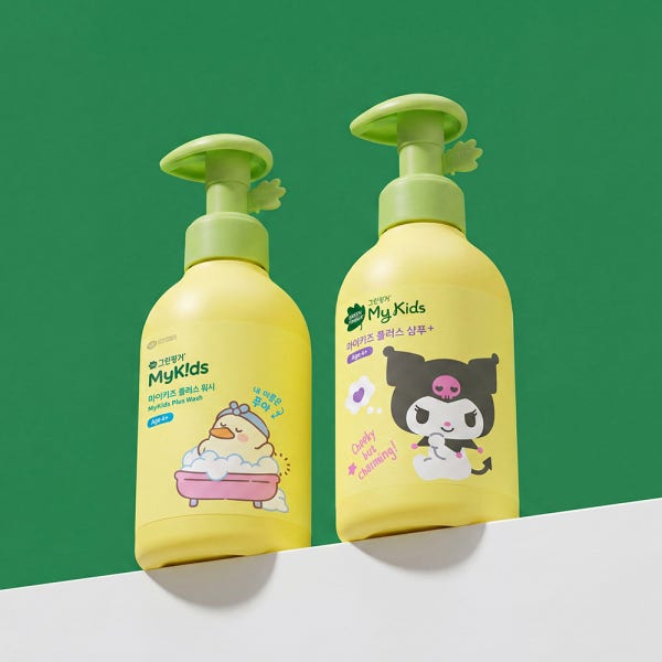 [2종/3종]그린핑거 마이키즈 플러스 산리오 샴푸 320ml+푸아 워시 320ml / 키즈용 어린이용 스킨케어