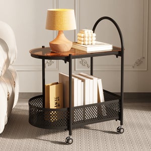 아우스 강화유리 트롤리 철제 이동식 트롤리 2단 틈새 서랍 선반 주방 카트