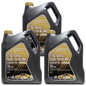 에스오일 세븐 골드 9 C2 0W30 6L x 3개 1박스 18L 가솔린 디젤 겸용 100% 합성 엔진오일 (5W30 대체시 연비개선)