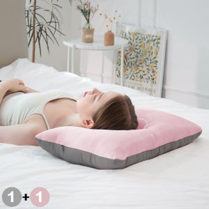 코튼샤워 1+1 스마트 투톤 어린이 빨아쓰는 낮은 경추베개 S 경추목 일자목 거북목 짱구 기능성 목디스크