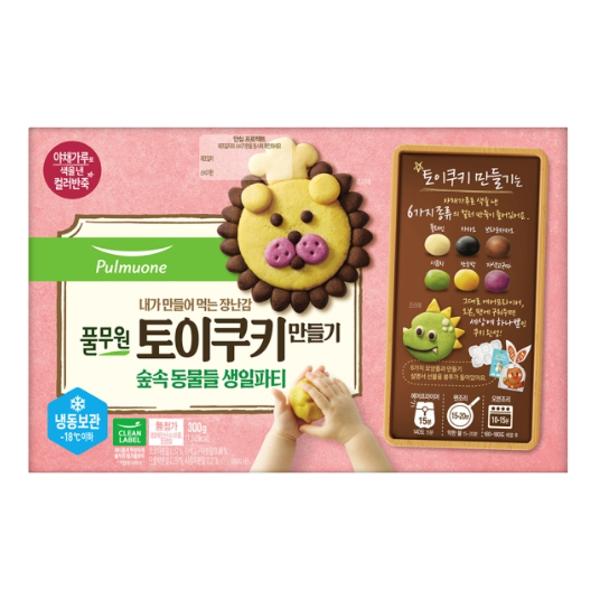 <b>풀무원</b> 토이쿠키만들기 숲속 동물들 생일파티 (300g(6구)x3박스) 탑티어 소풍 피크닉 학교 학원 간식 파티 아이 반죽 베이킹 쿠킹 생일 1세트