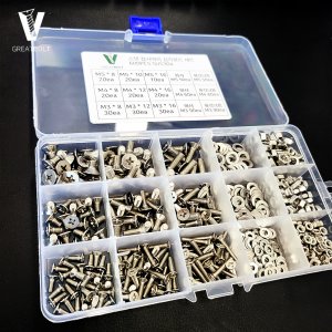 스텐 볼트 너트 와셔 세트 접시머리 M3 M4 M5 규격15종 600pcs set 8mm 10mm 12mm 16mm