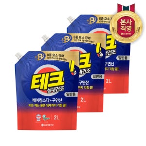 테크 베이킹소다+구연산 실내건조 액체세제 일반 리필 2L 3개