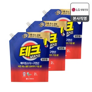 테크 베이킹소다+구연산 실내건조 액체세제 일반 리필 2L 3개