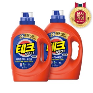 테크 베이킹소다+구연산 실내건조 액체세제 일반 용기 3L 2개