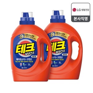 테크 베이킹소다+구연산 실내건조 액체세제 일반 용기 3L 2개