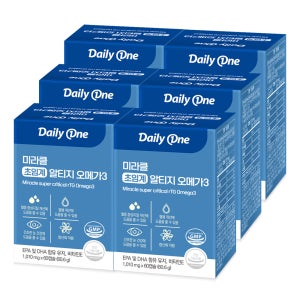 데일리원 미라클 초임계 알티지 오메가3 EPA DHA 1,010mg 60캡슐, 6개