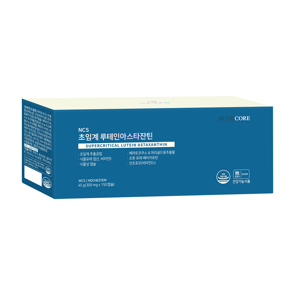 [5개월] 뉴트리코어 NCS <b>초임계 루테인</b> 아스타잔틴 헤마토쿠스 눈건강 30캡슐, 5개