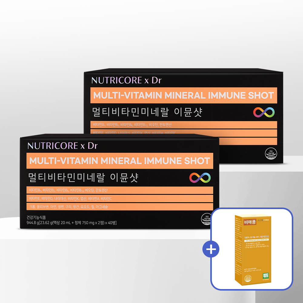 뉴트리코어 x Dr 액상 올인원 종합 멀티비타민 미네랄 이뮨샷 남성 여성 WCS 23.62g x 80병