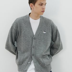 [비욘드클로젯] ILP 캐시미어 클래식 로고 가디건 그레이