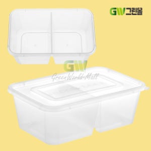 직사각 밀폐용기 N N750 2칸 500개 투명 / DS