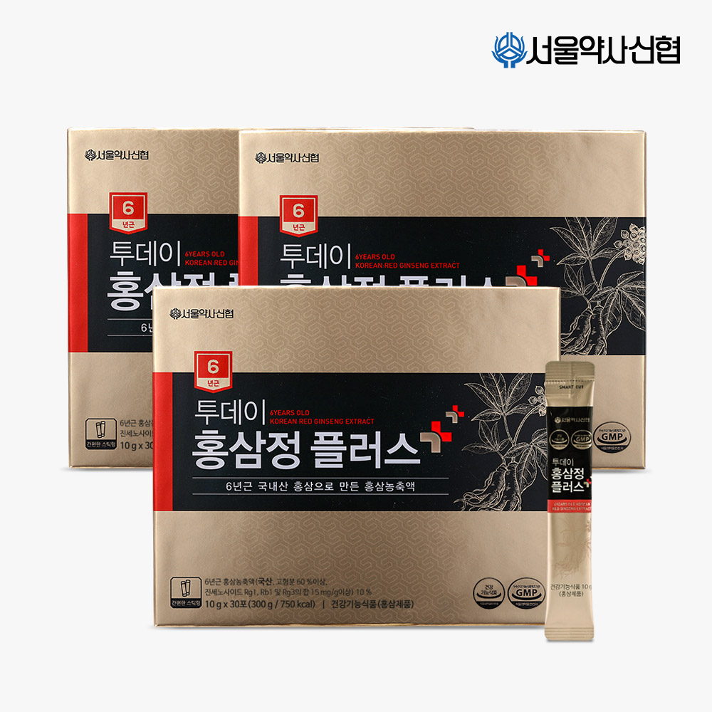 <b>서울약사신협</b> 6년근 투데이 홍삼정 플러스 10g 30포 3박스
