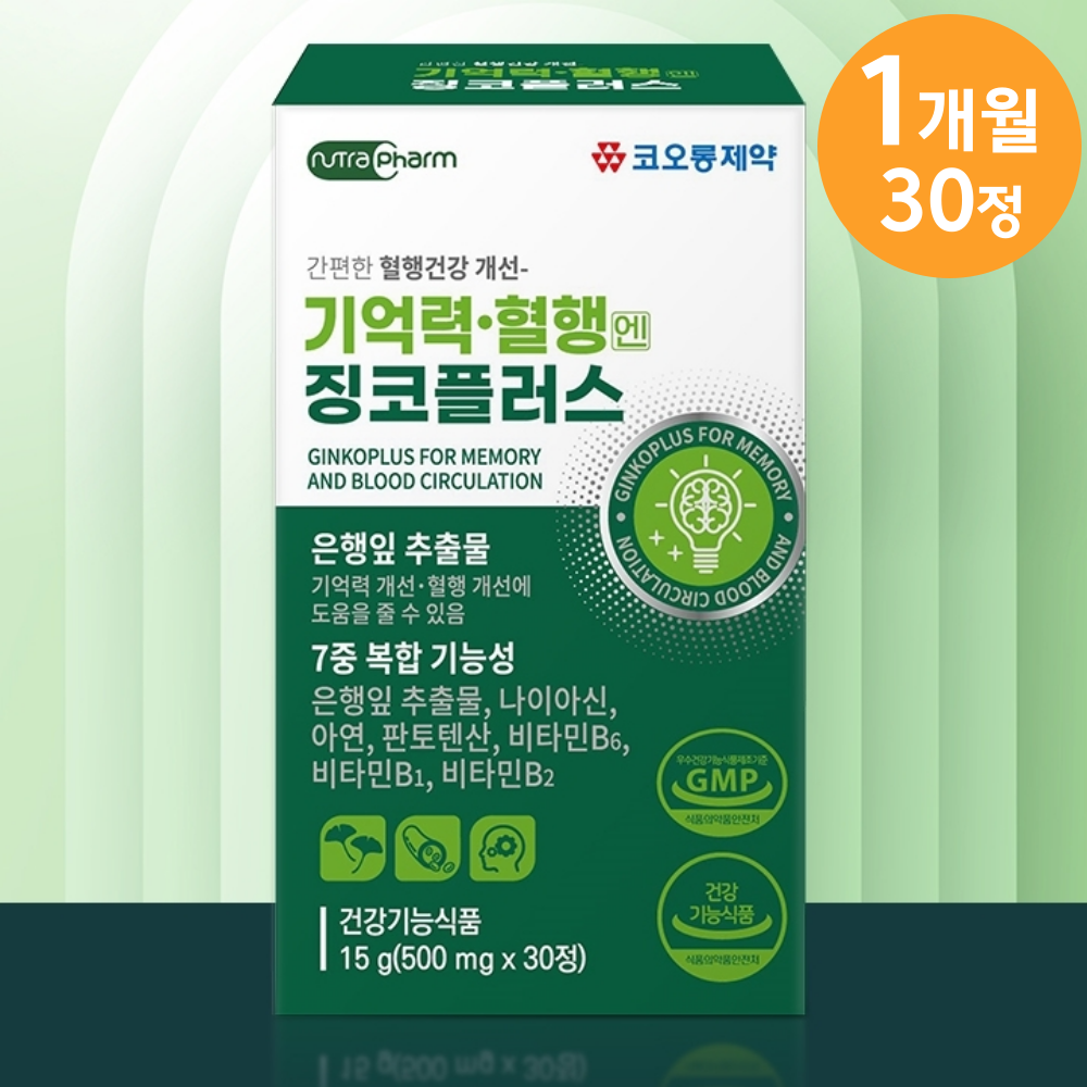 기억력 혈행 개선 징코플러스 혈액순환 은행잎추출물 약1개월분