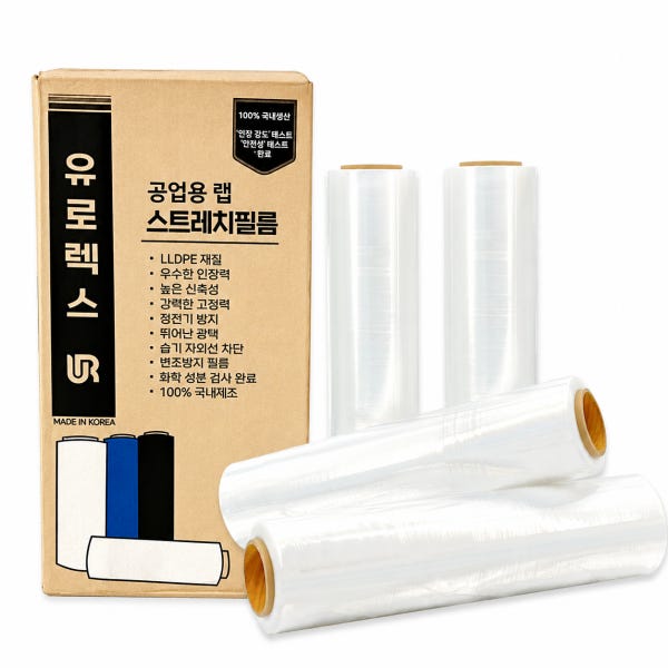 유로렉스 스트레치필름 공업용랩 산업용 파렛트 수동 포장용 투명 10MIC 4롤