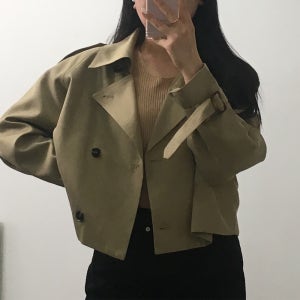 숏 트렌치코트 크롭 바바리 하프 트렌치 반코트