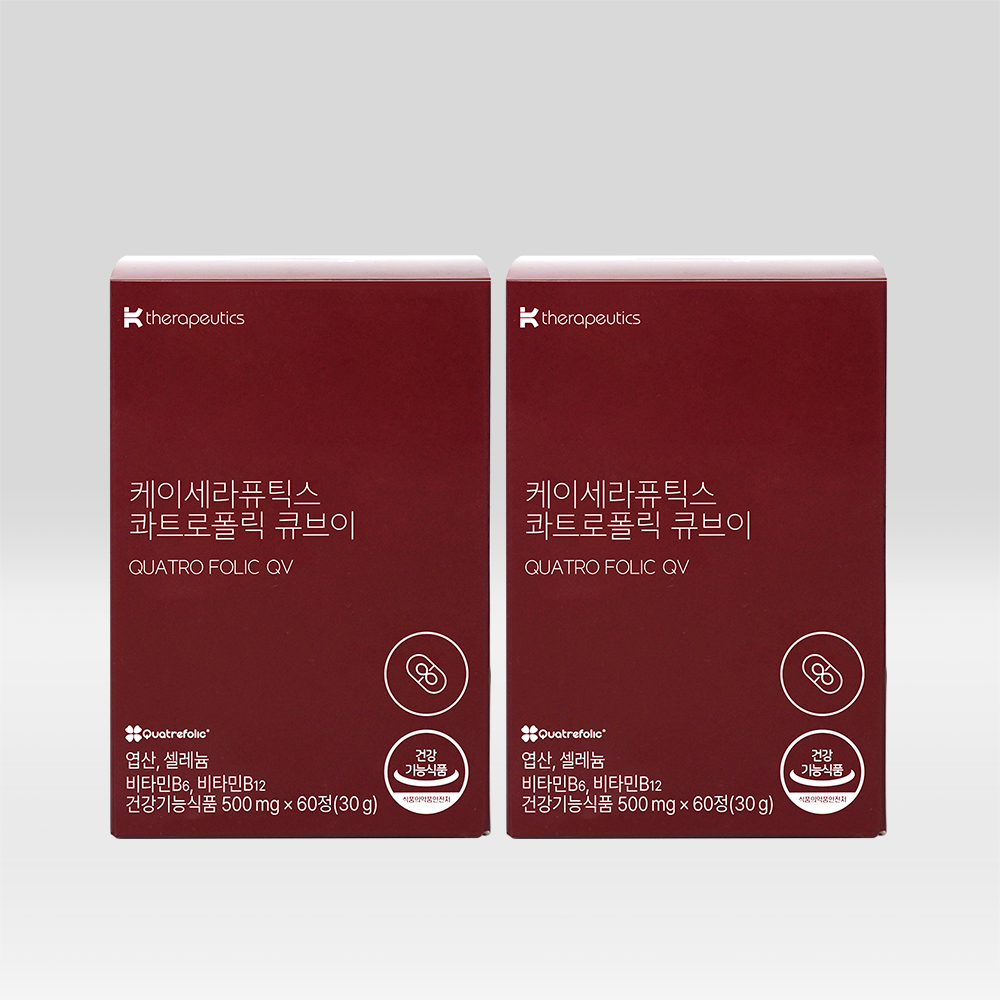 <b>케이</b>세라퓨틱스 콰트로폴릭 큐브이 활성형 <b>엽산</b> 영양제 셀레늄 60캡슐, 2개