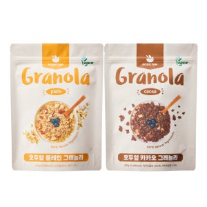 호두얌 수제 그래놀라 시리얼 플레인 500g + 카카오블럭형 500g