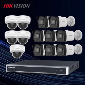 하이크비전 400만화소 IP 카메라13대 (실내5+실외8) CCTV 자가설치 세트 POE