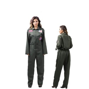 밀리터리 파일럿 유니폼 육군 녹색 의상 성인 코스프레 군사 탑건 여성 남성 파이터