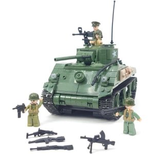 레고호환 장난감 모델 짐 장군의 군사 테마 WW2 세계 2차 대전 벽돌 건물 애호가들을 위한 블록 탱크 세트 (셔먼 탱크)