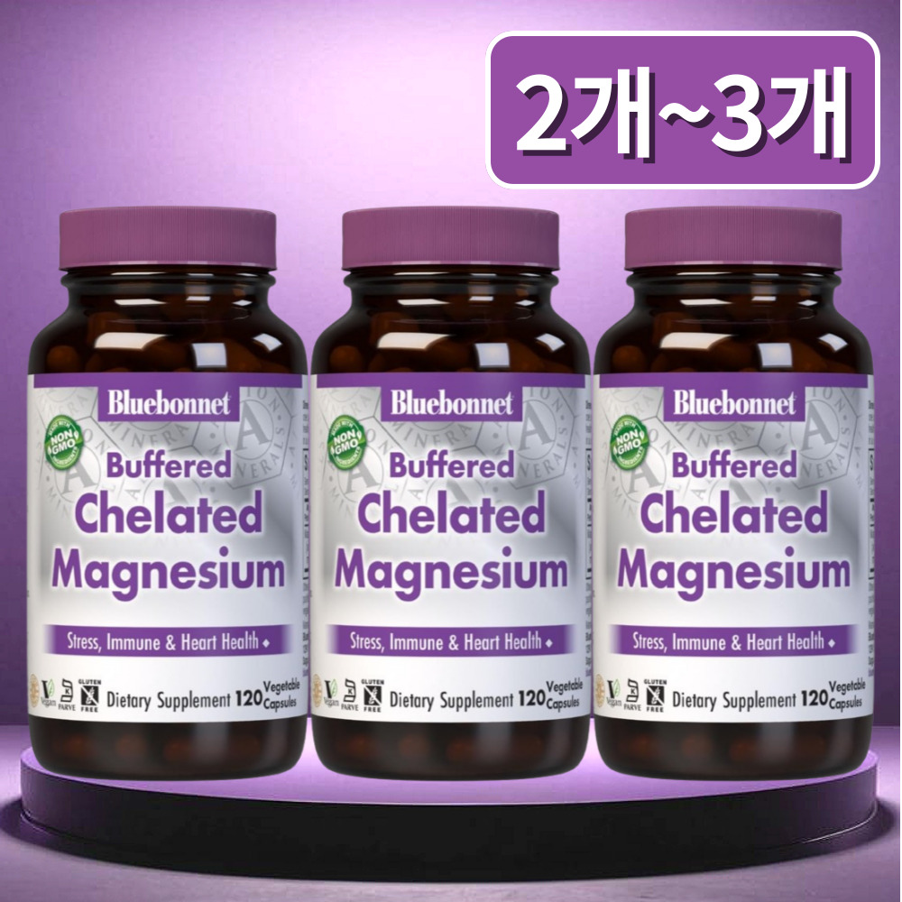 블루보넷 <b>버퍼드</b> 킬레이트 <b>마그네슘</b> 120캡슐, 3개