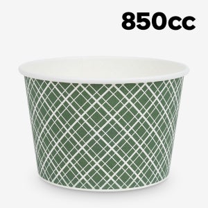 850cc 체크무늬 종이용기 (500개) - 뚜껑별도