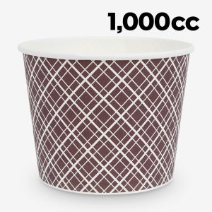 1000cc 체크무늬 종이용기 (500개) - 뚜껑별도