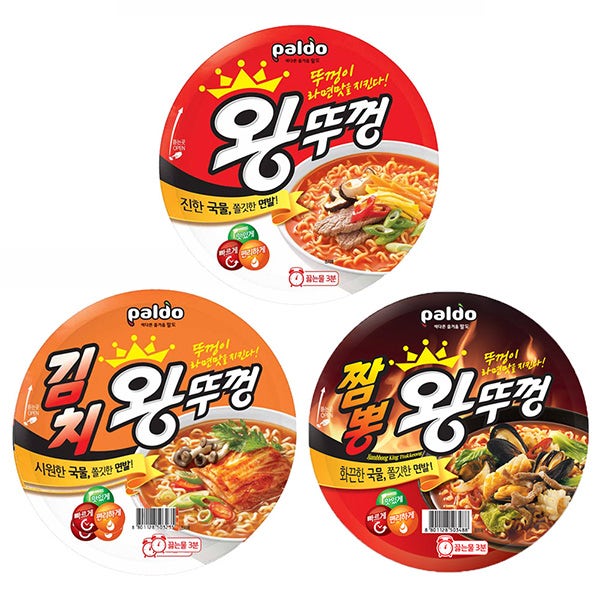 팔도 왕뚜껑 오리지널6 김치6 짬뽕6 110g 18개