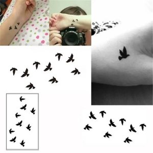 5 개/몫 여성 섹시한 손가락 손목 플래시 가짜 문신 스티커 자유 작은 새 비행 디자인 방