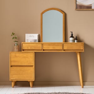 이븐 원목 멀티 수납 서랍 확장형 화장대 세트