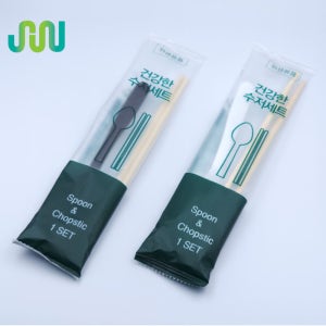 일회용 수저세트 숟가락 젓가락 4종세트 인쇄/무지 500개 (백색/검정)