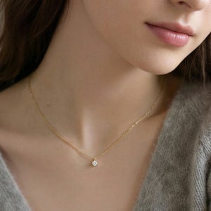 14k 쁘띠 큐빅 목걸이 6발 여자 친구 선물 로즈 핑크 골드 금