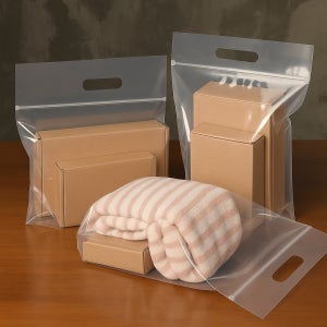 이동 편리한 손잡이 지퍼백 18x20+6cm 100장 스탠드형 쇼핑백