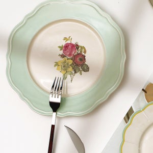 프로방스 빈티지 디저트 플레이팅접시 민트접시 소
